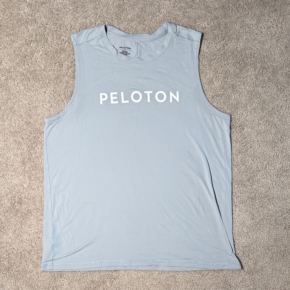 Peloton Pale Blue Men's Muscle Tank with Bold Logo